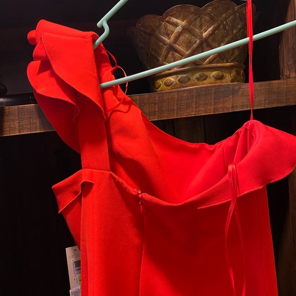 NWT - Eliza J Red One Shoulder Dress Size 4 - Picture 7 of 9